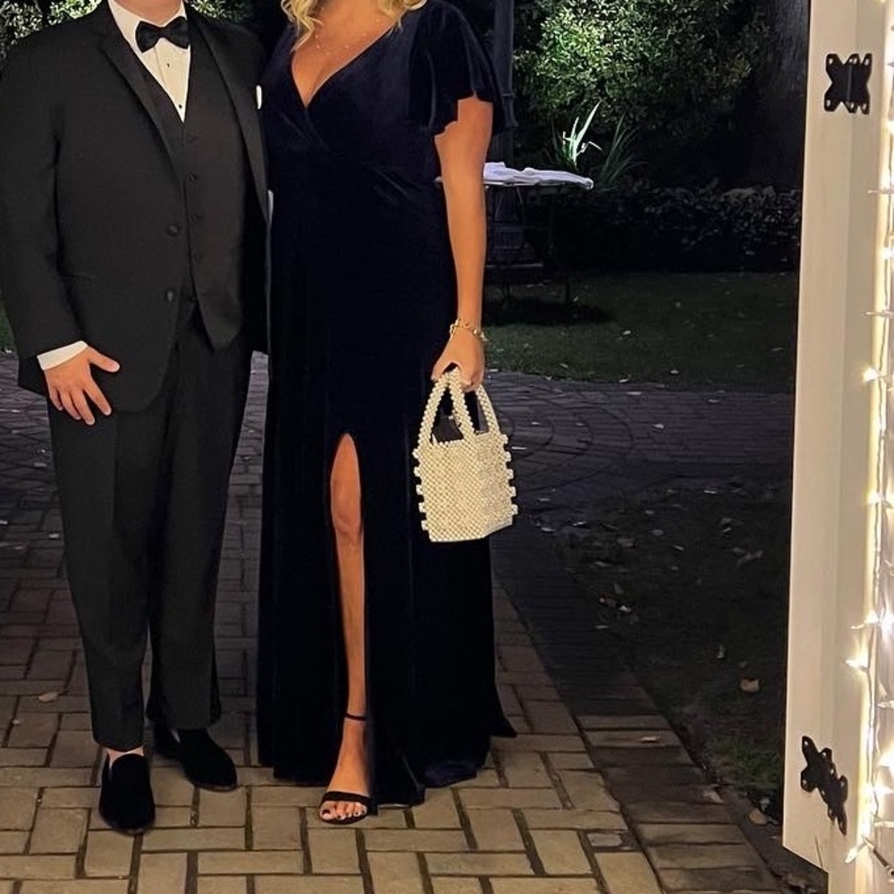 Lulus Absolutely Amazed Navy Blue Velvet Flutter Sleeve Maxi Dress